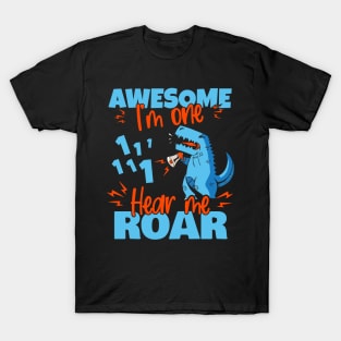 Kids I'm One Hear Me Roar 1st Birthday Dinosaur product T-Shirt